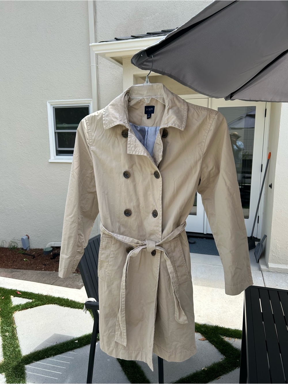 J. Crew Khaki Double-Breasted Trench Coat with Belt